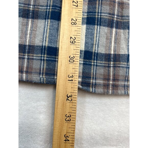 L.L.Bean Flannel‎ Shirt Mens XL Blue Brown Plaid Button-Down Cotton - Picture 5 of 5